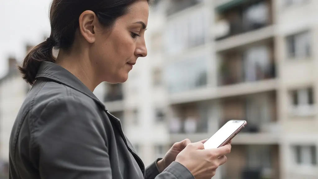Personne vérifiant les informations d'un courtier immobilier sur smartphone